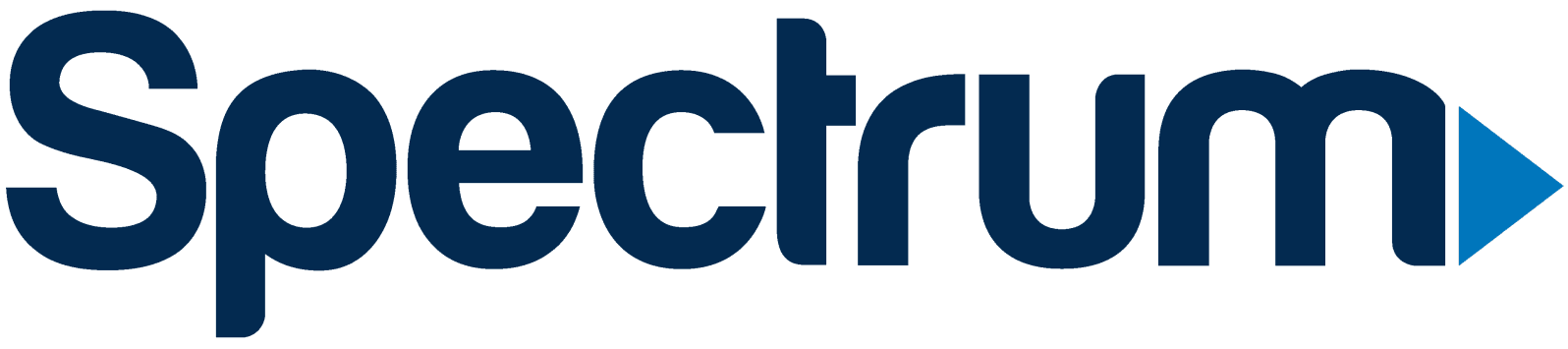The image shows the Spectrum logo with the word "Spectrum" in bold blue font followed by a small blue arrow pointing to the right.